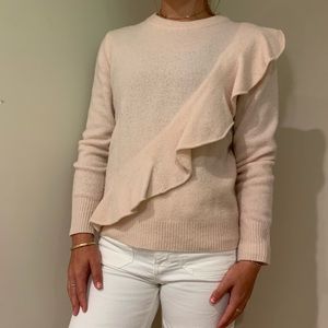 J.crew pink ruffle sweater
